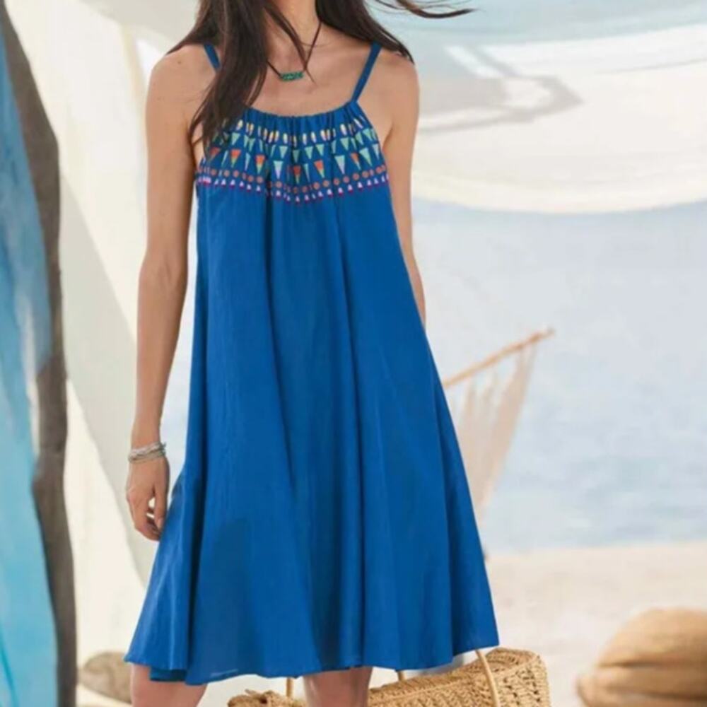 Sundance Womens Pretty Origins Cotton Silk Mini Dress Size PXS Boho Embroidered